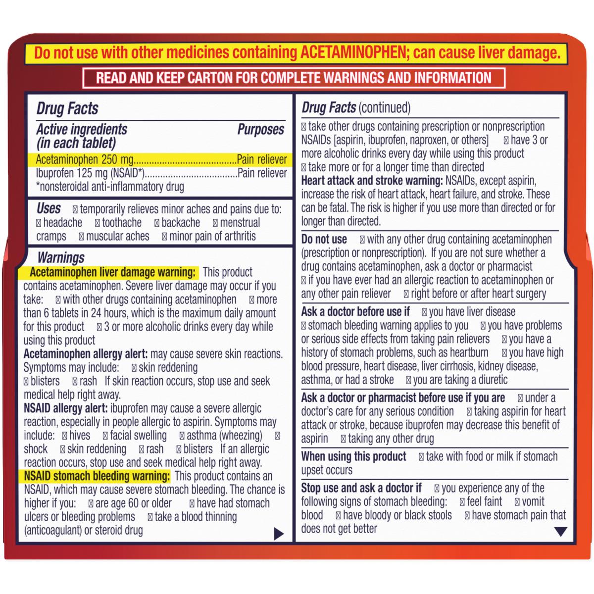 Motrin Dual Action With Tylenol Pain Reliever Tablets - BeHope