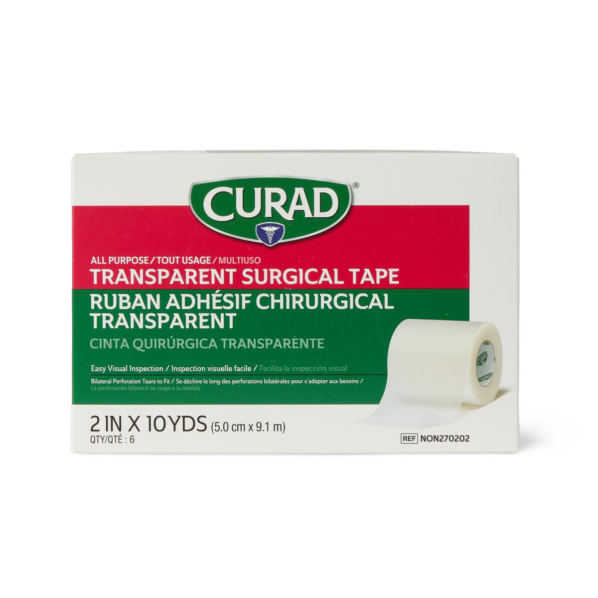 Medical Tape Curad® Transparent White 2 Inch X 10 Yard Plastic Nonsterile