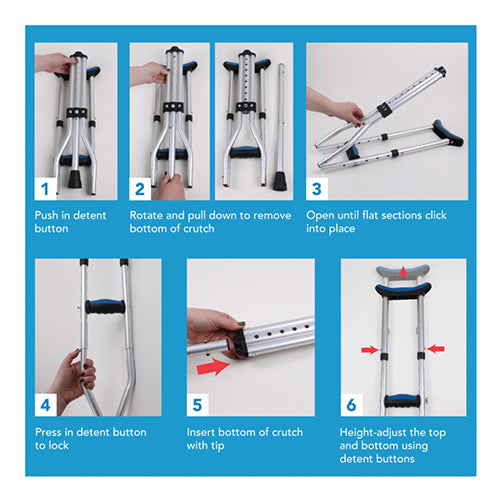 Carex Folding Crutches Pair Universal Size - BeHope