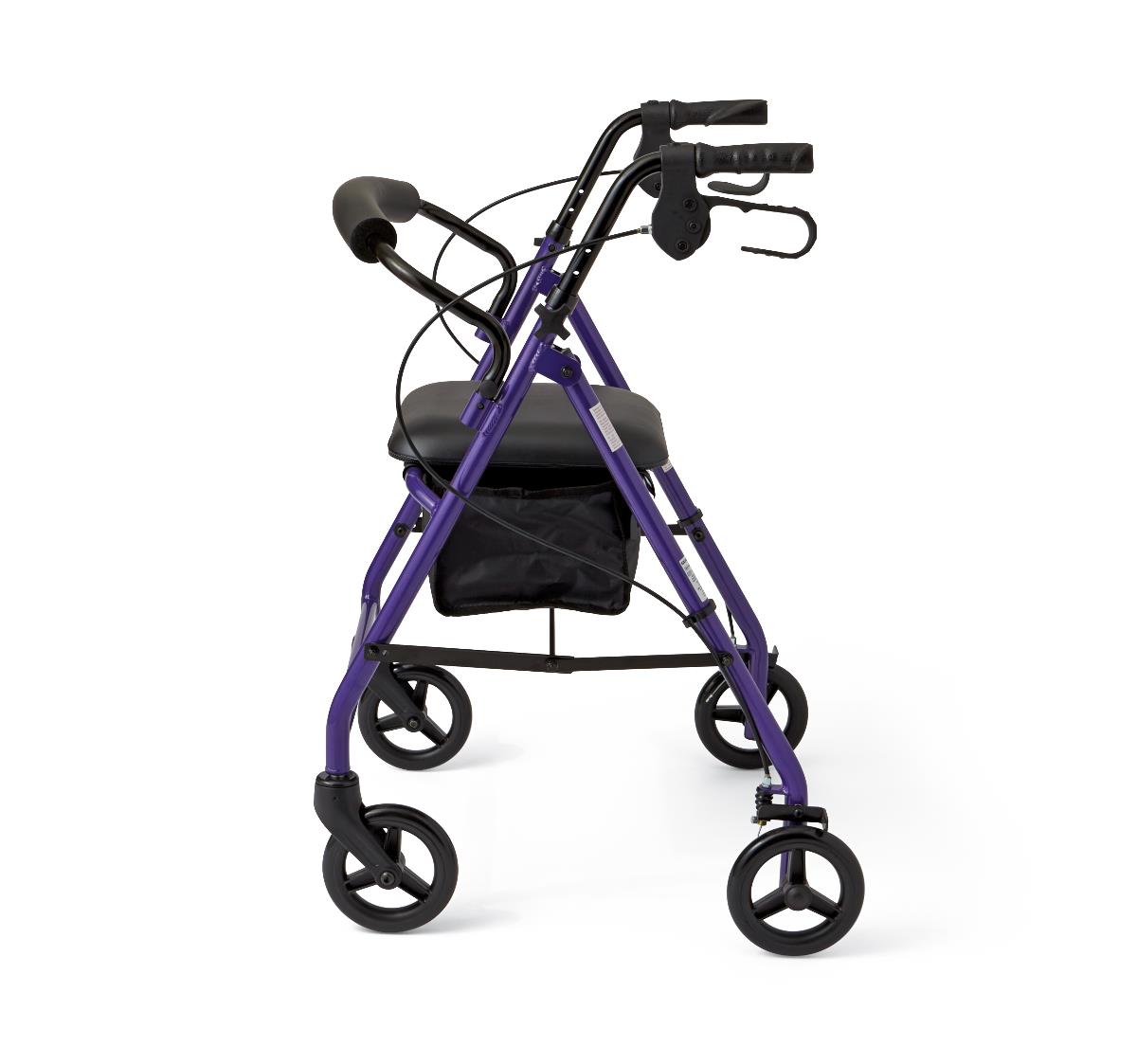 Medline Junior Rollator with 6-inch wheels, side view, showing its compact design.