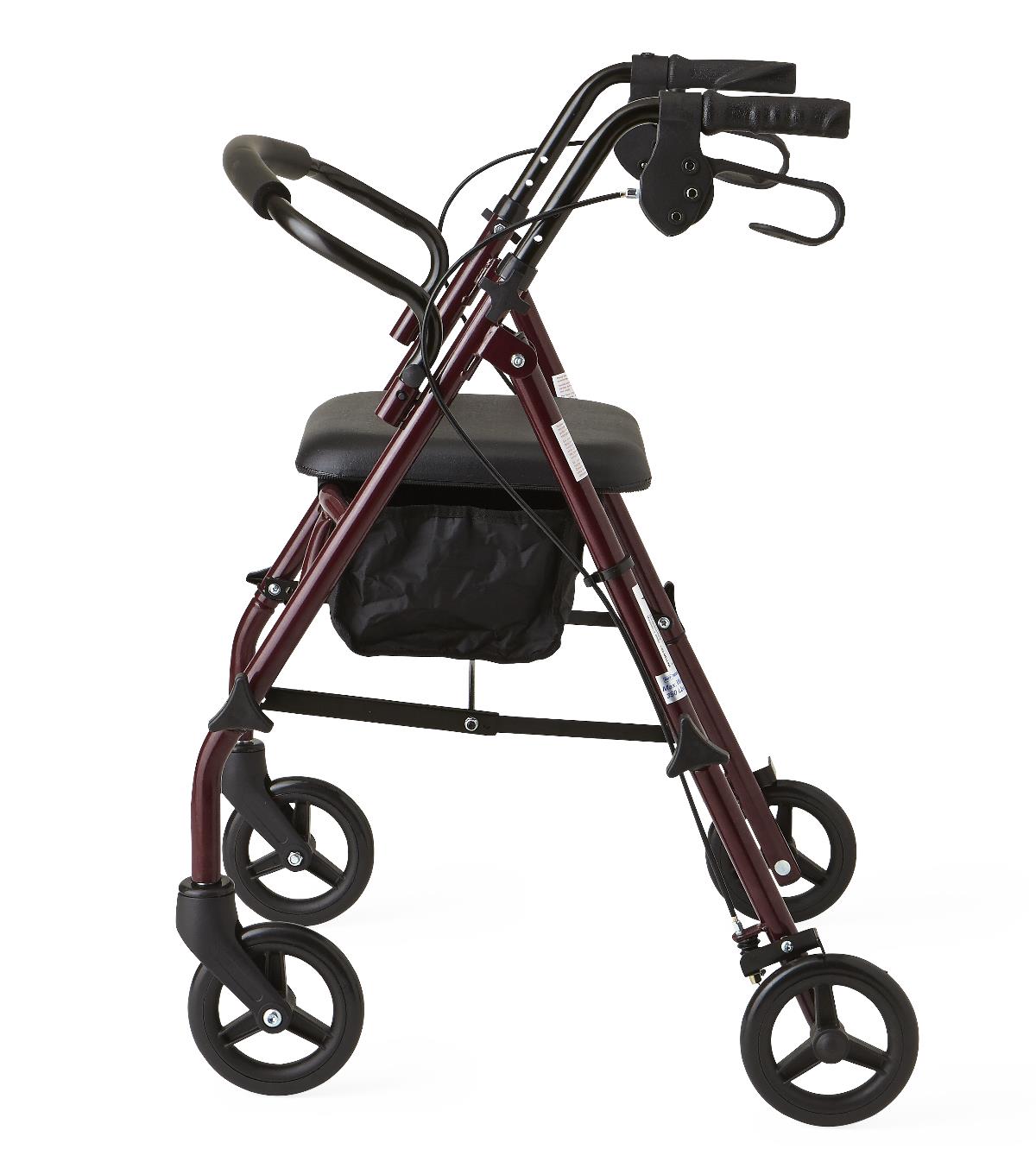 Medline Basic Steel Rollator, detailed view of adjustable height settings.