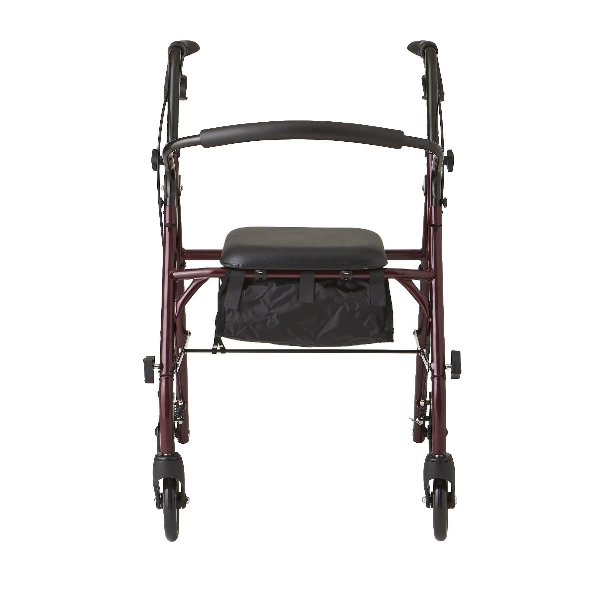 Medline Basic Steel Rollator, user-focused view, comfortable and supportive.
