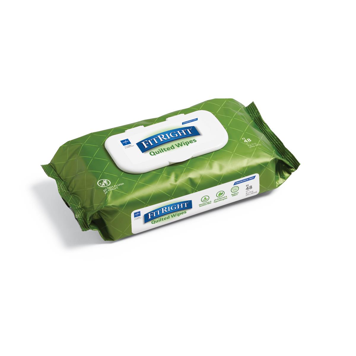Fitright Aloe Quilted Personal Cleansing Wipes, package rear view