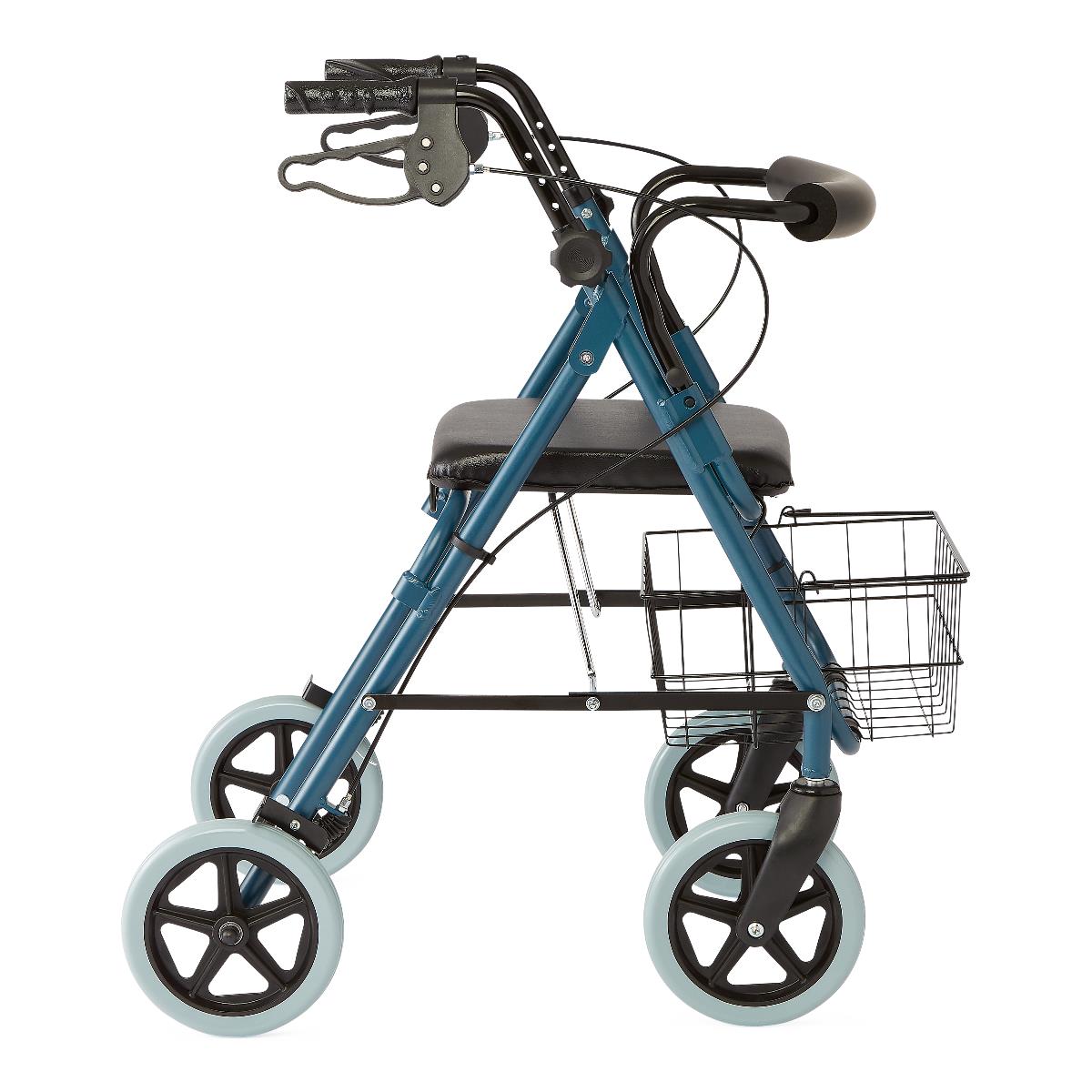 Blue Guardian rollator walker with ergonomic handles and braking system.