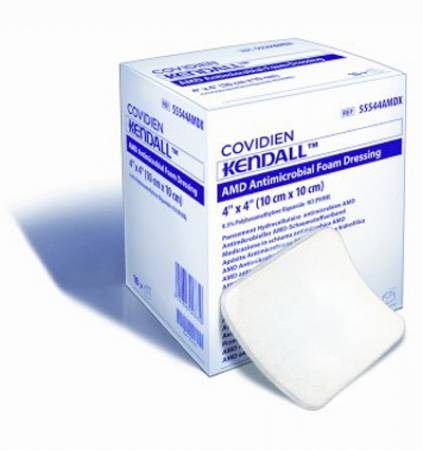 Antibacterial Foam Dressing Kendallâ„¢ AMD 4 X 4 Inch Without Border Without Film Backing Nonadhesive Square Sterile - BeHope
