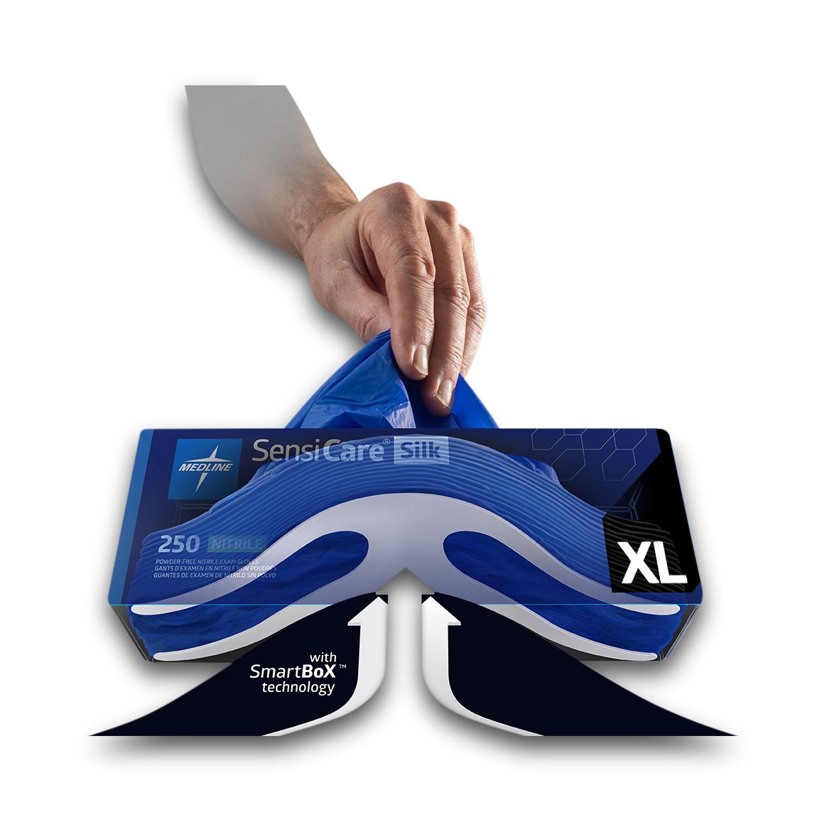 SensiCare Silk Powder-Free Nitrile Exam Gloves with SmartBox Design