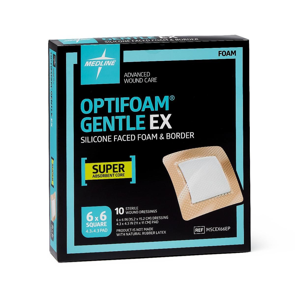 Foam Dressing Optifoam Gentle 6 X 6 Inch Without Border Waterproof Backing Silicone Face Square Sterile - Behope
