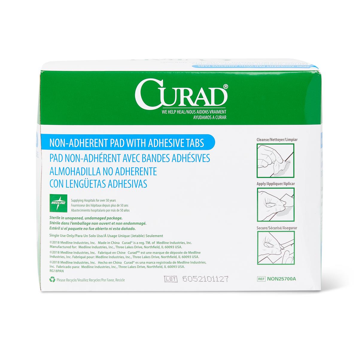 CURAD Sterile Nonadherent Pads with Adhesive Tabs