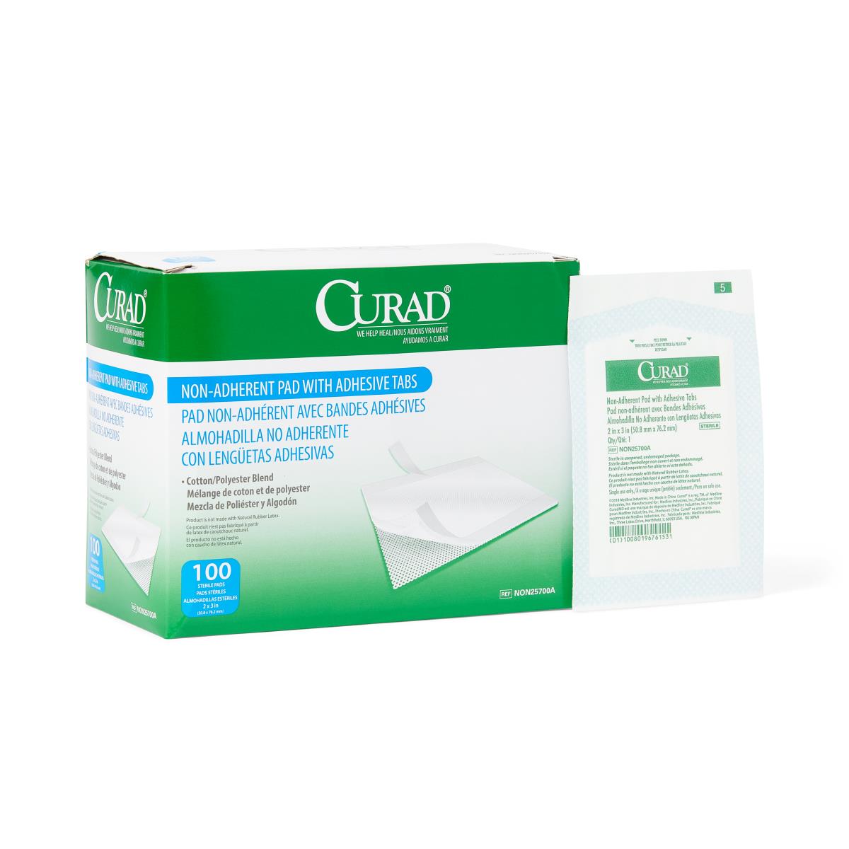CURAD Sterile Nonadherent Pads with Adhesive Tabs
