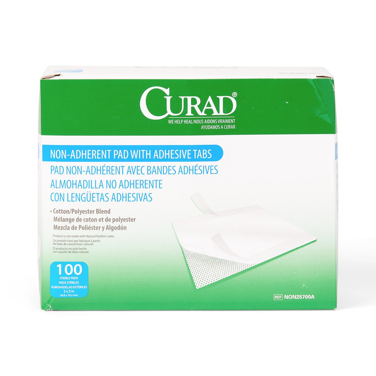 CURAD Sterile Nonadherent Pads with Adhesive Tabs
