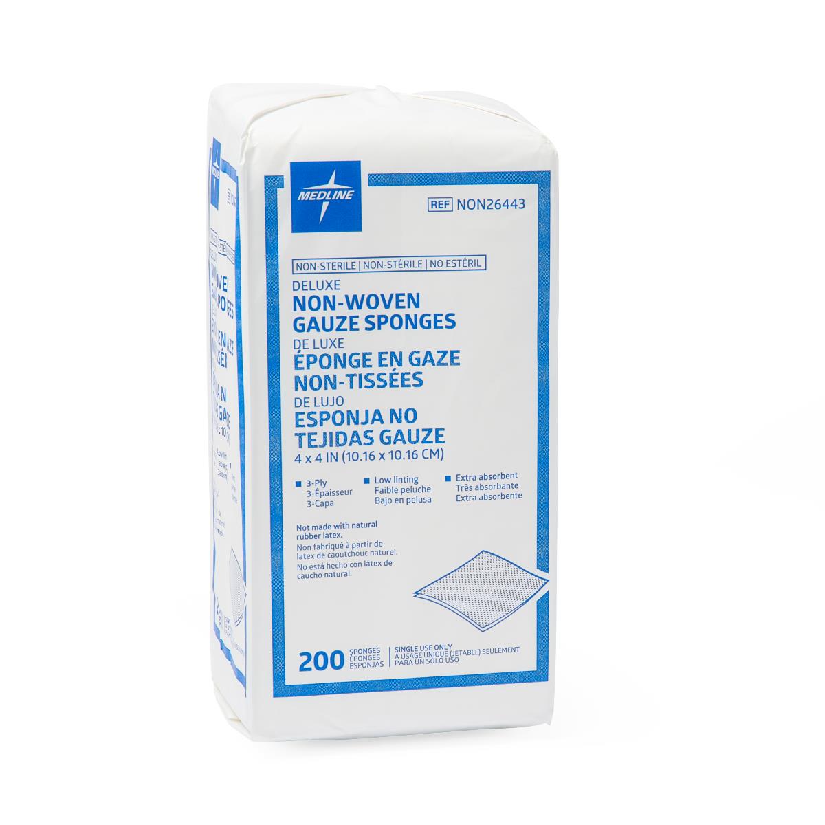 Medline Deluxe Nonsterile Nonwoven Gauze Sponges
