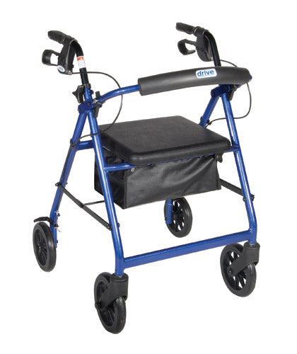 Rollator Aluminum W/fold-up & Remov Back Padded Seat Blue - BeHope