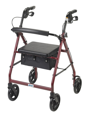 Rollator Aluminum W/fold-up & Remov Back Padded Seat Red - BeHope