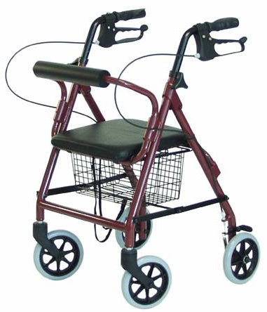 Bariatric 4-whl Rollator Hemi Burgundy Imperial 450# Wt Cap - BeHope