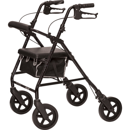 Deluxe Aluminum Rollator Black 8 Wheels - BeHope