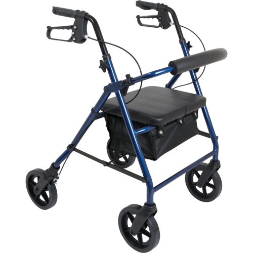 Deluxe Aluminum Rollator Blue 8 Wheels - BeHope