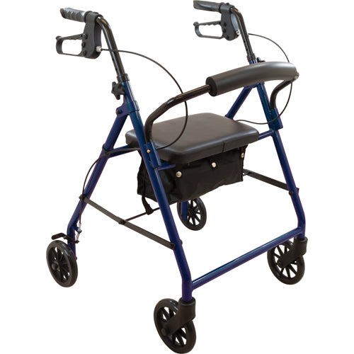 Rollator Steel 6 Wheels Blue 300 Lb. Weight Cap - BeHope