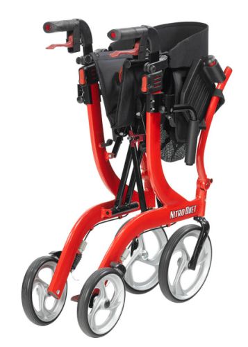 Nitro Duet Rollator Red Transport Wheelchair Red - BeHope