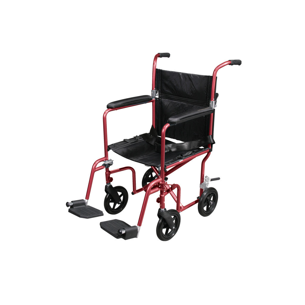 Deluxe Fly-weight Aluminum Transport Chair With Removable Casters - BeHope