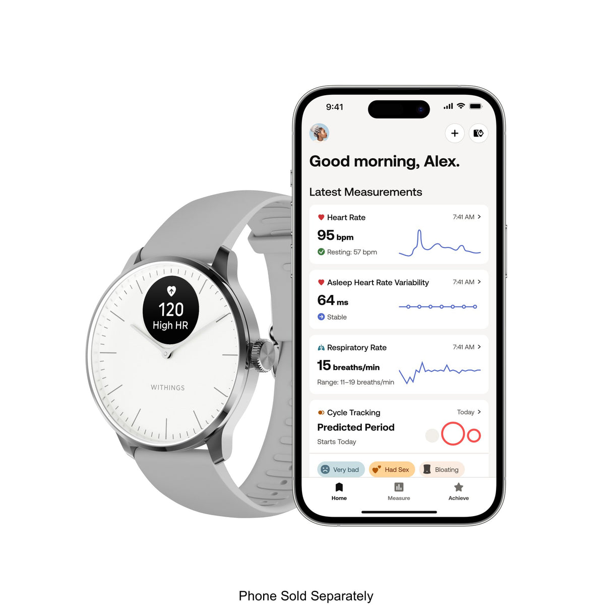 Smartwatch ScanWatch Light 37mm Withings 24 Hours Grayscale OLED Display - BeHope