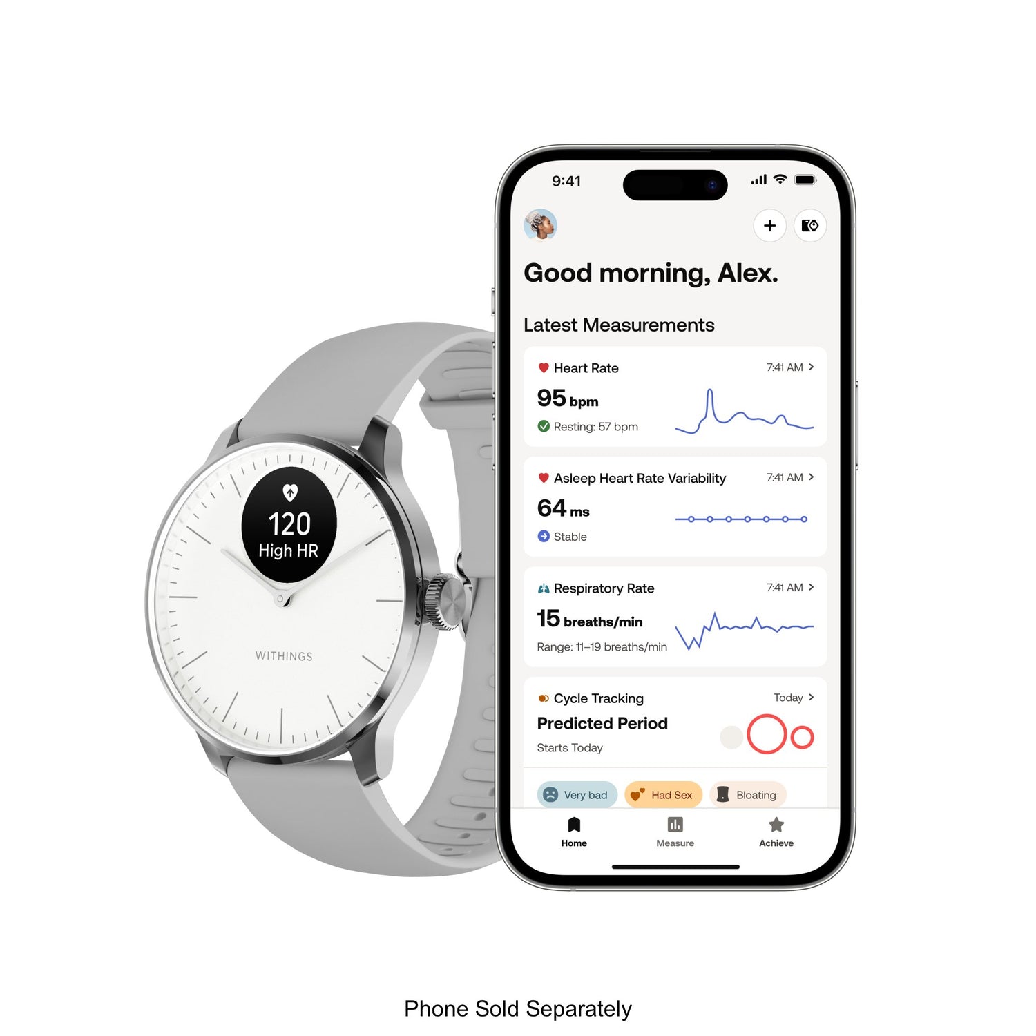 Smartwatch ScanWatch Light 37mm Withings 24 Hours Grayscale OLED Display - BeHope