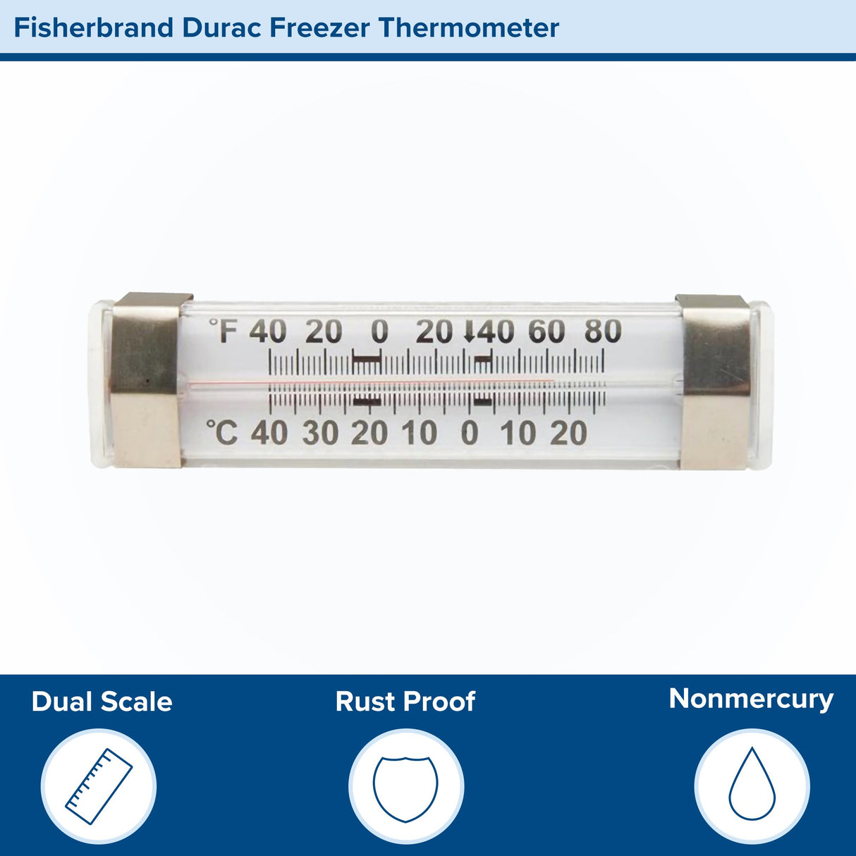 Refrigerator / Freezer Thermometer Fisherbrand™ Durac® Fahrenheit / Celsius -40° to +80°F (-40° to +25°C) Without External Probe Wall Mount Does Not Require Power - BeHope