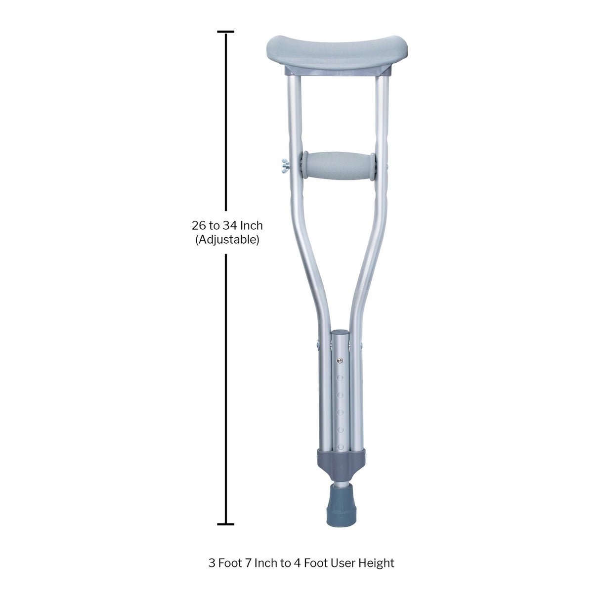 Underarm Crutches McKesson Pediatric 3 Foot 7 Inch to 4 Foot User Height Aluminum Frame 175 lbs. Weight Capacity - BeHope