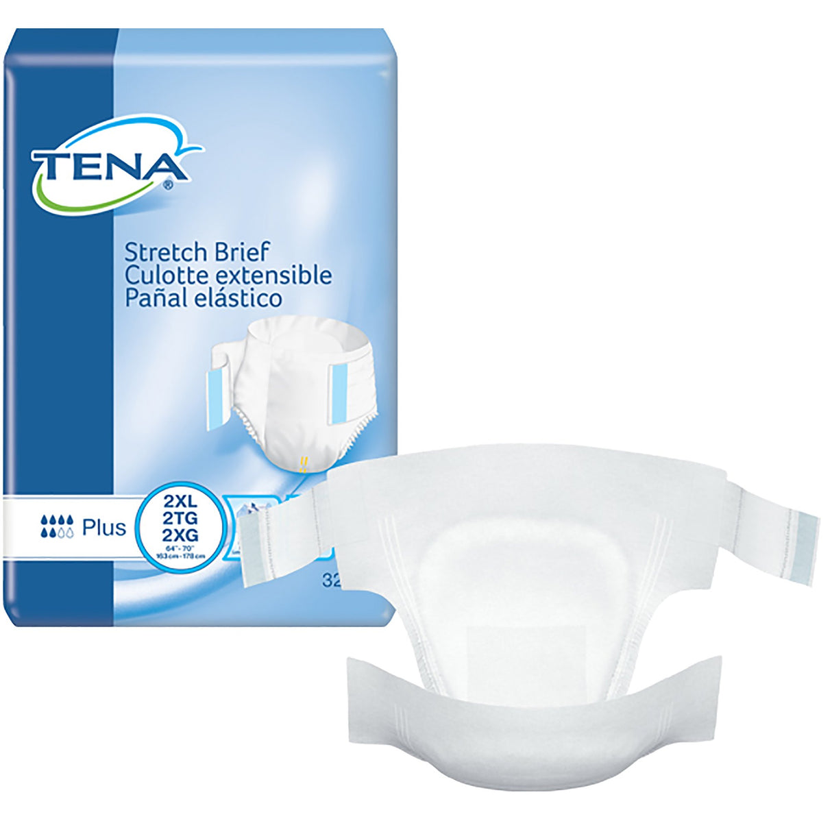 Unisex Adult Incontinence Brief TENA® Stretch™ Plus 2X-Large Disposable Moderate Absorbency - BeHope