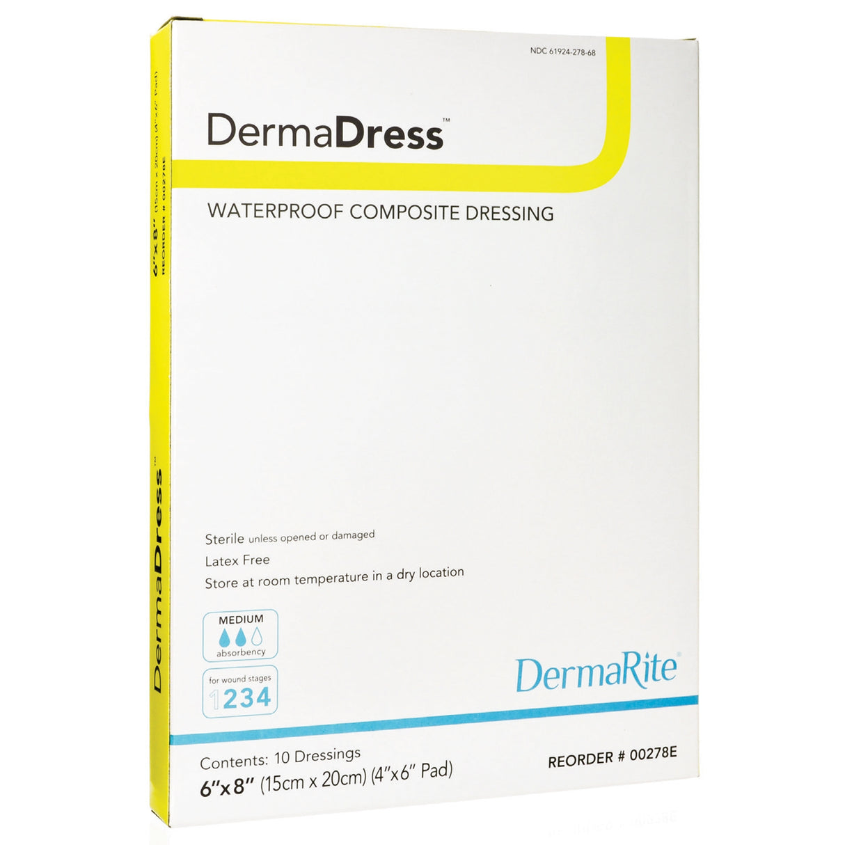 Composite Dressing DermaDress™ 6 X 8 Inch Rectangle Sterile Waterproof Film Backing - BeHope