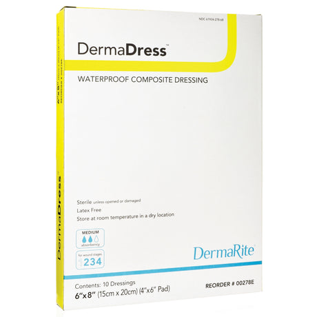 Composite Dressing DermaDress™ 6 X 8 Inch Rectangle Sterile Waterproof Film Backing - BeHope
