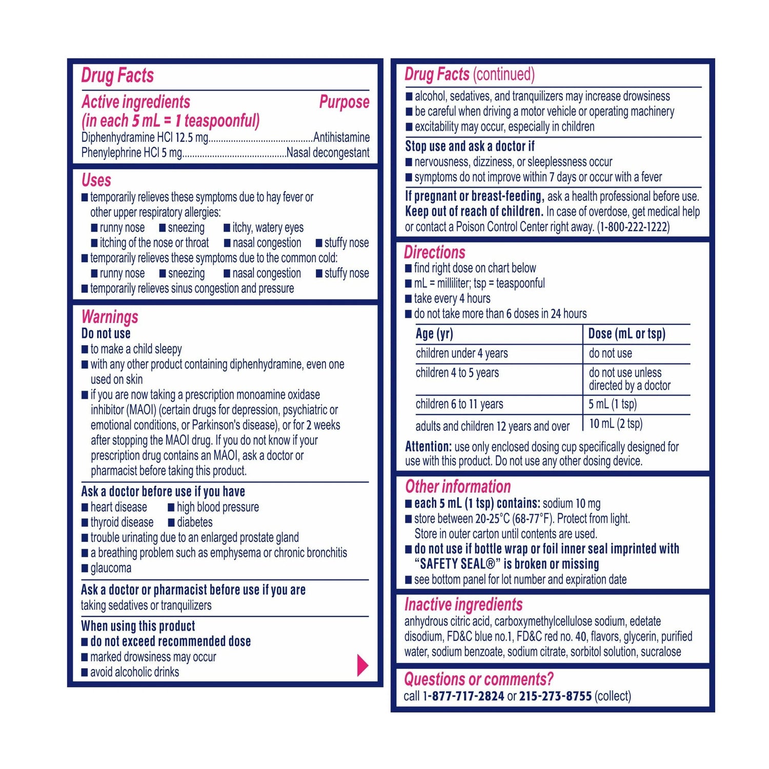 Children's Allergy Relief Children’s BENADRYL® Allergy Plus Congestion 12.5 mg - 5 mg Strength Liquid 4 oz. - BeHope