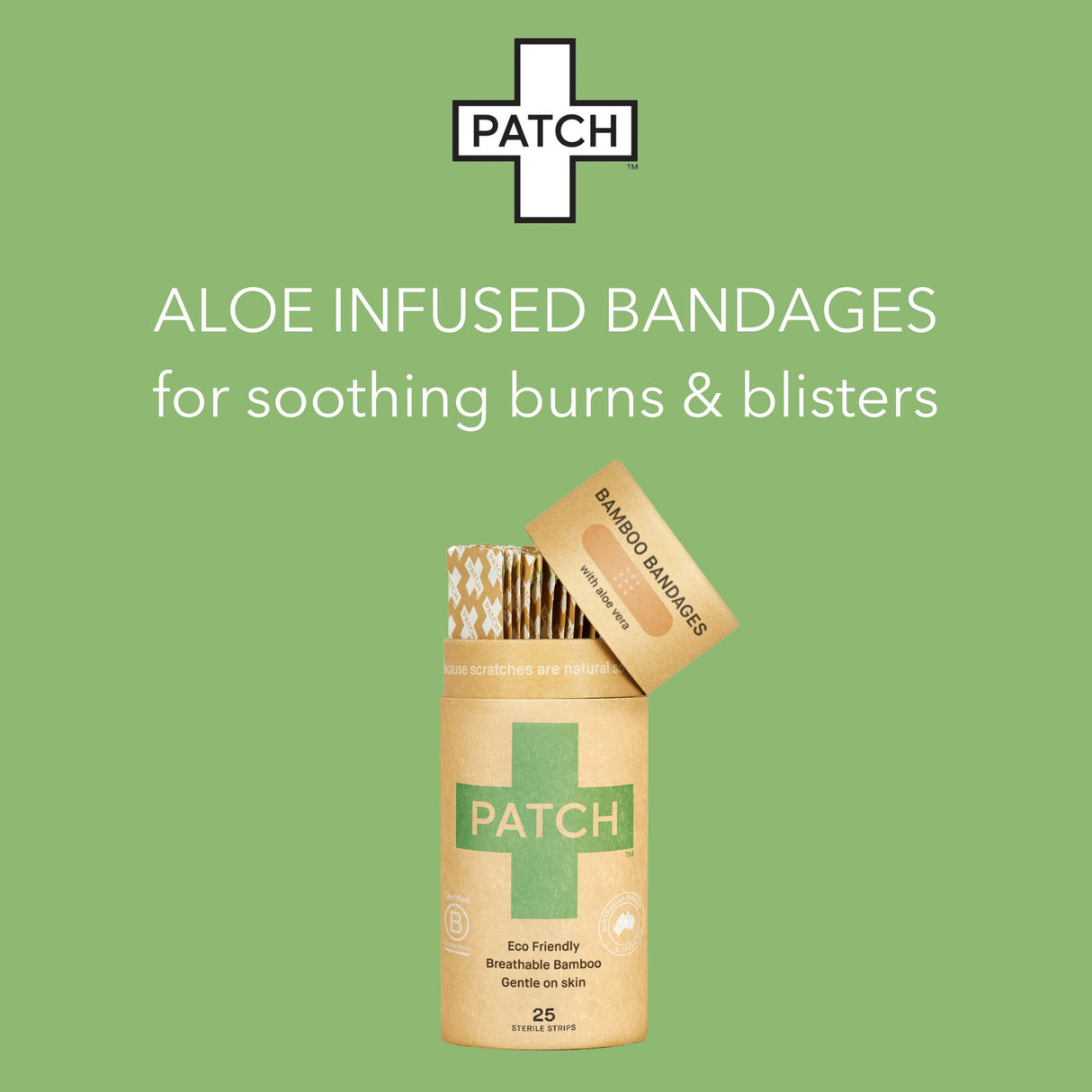 Adhesive Strip Patch™ Bamboo / Aloe Vera Tan 3/4 X 3 Inch Sterile - BeHope