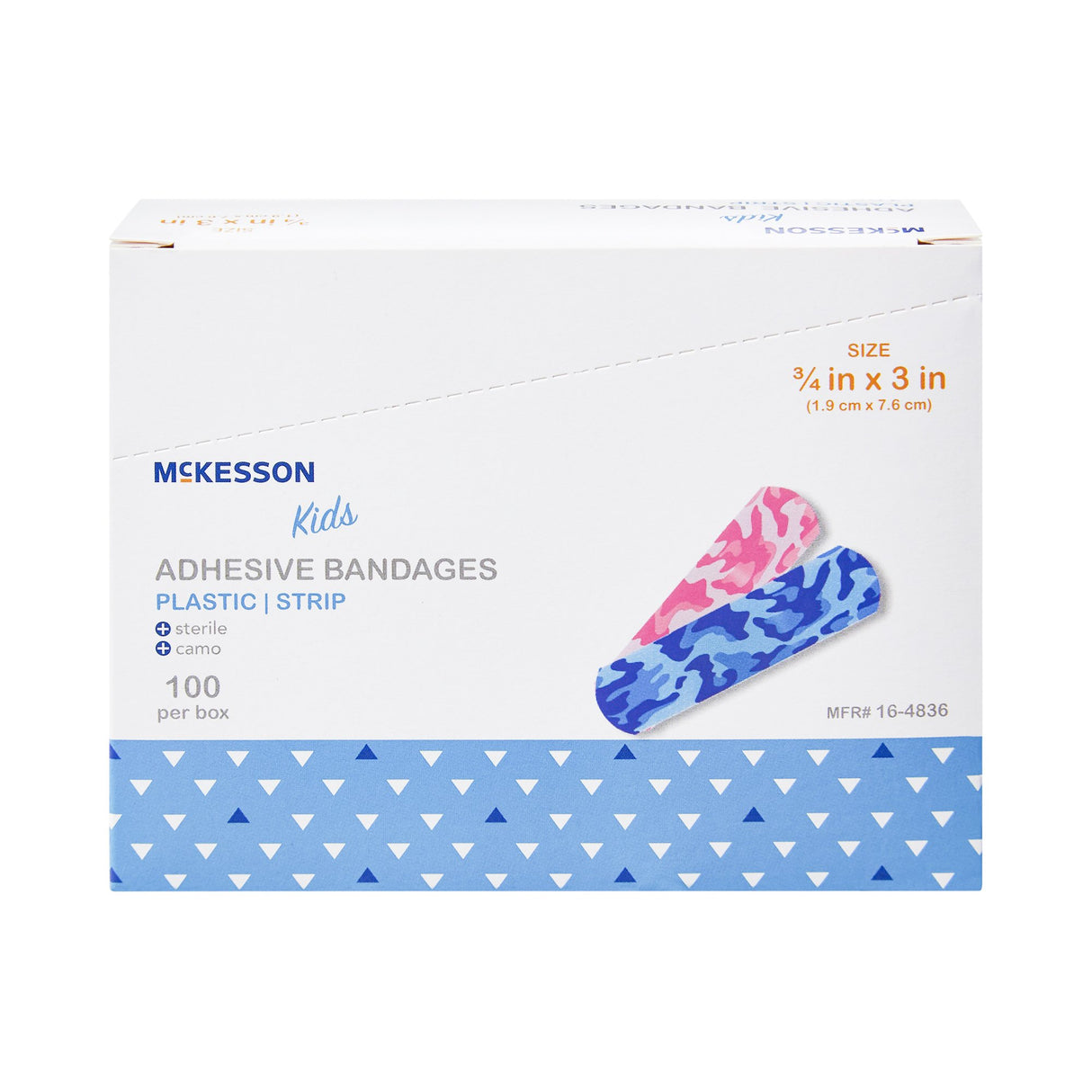 Adhesive Strip McKesson Kids™ Plastic Kid Design (Blue / Pink Camo) 3/4 X 3 Inch Sterile - BeHope