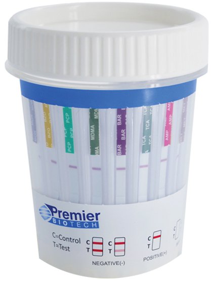 Drugs of Abuse Test Kit Premier Bio-Cup AMP, COC, OPI, PCP, THC 50 25 Tests CLIA Waived - BeHope