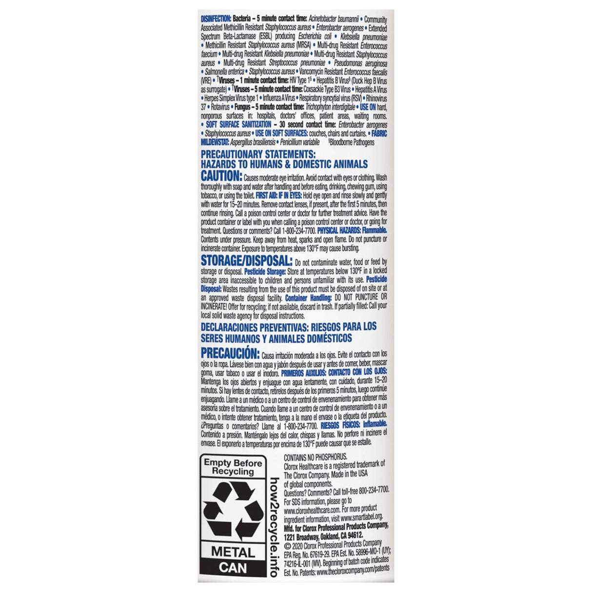 Surface Disinfectant / Sanitizer Clorox Healthcare® Citrace® Hospital Alcohol Based Aerosol Spray Liquid 14 oz. Can Citrus Scent NonSterile - BeHope