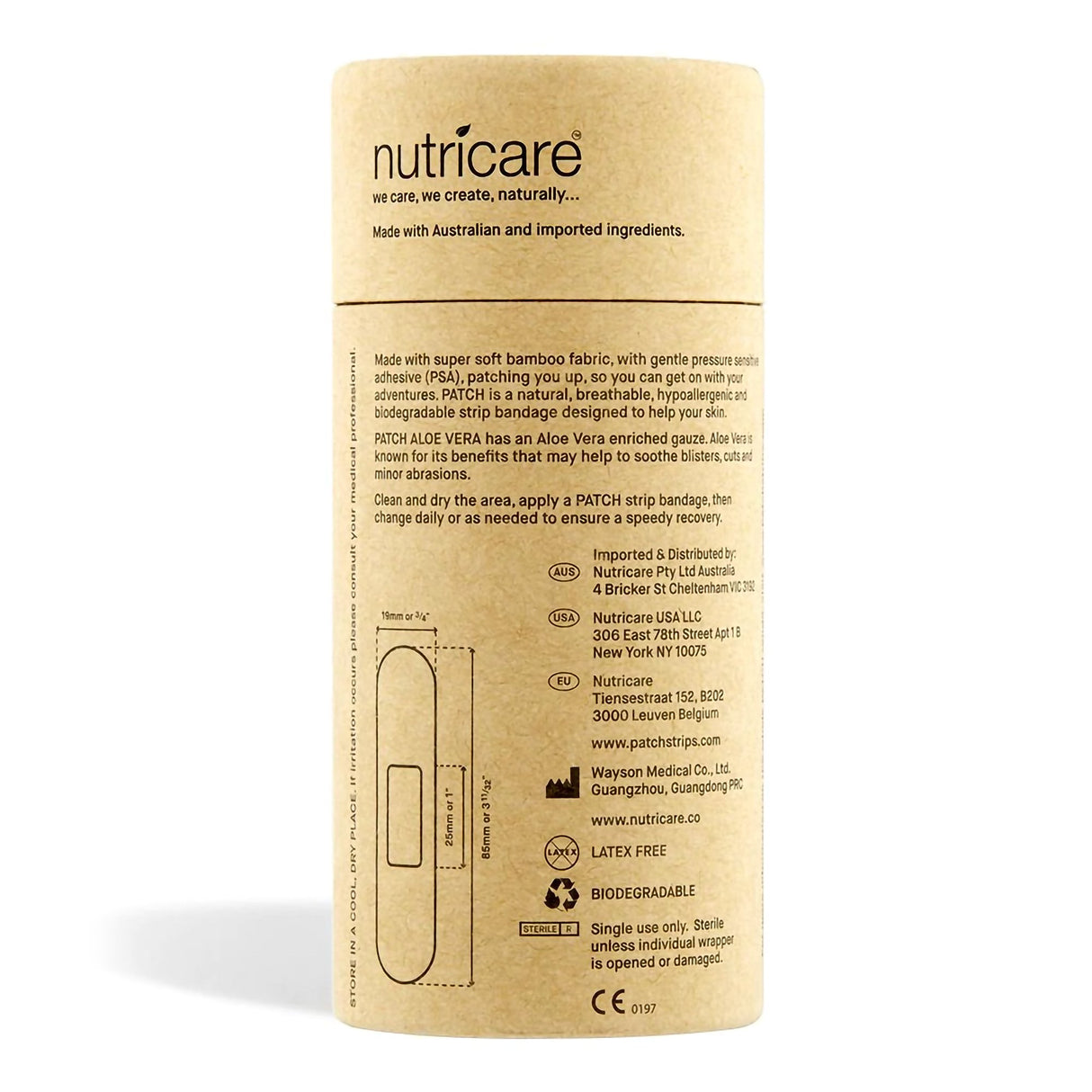 Adhesive Strip Patch™ Bamboo / Aloe Vera Tan 3/4 X 3 Inch Sterile - BeHope