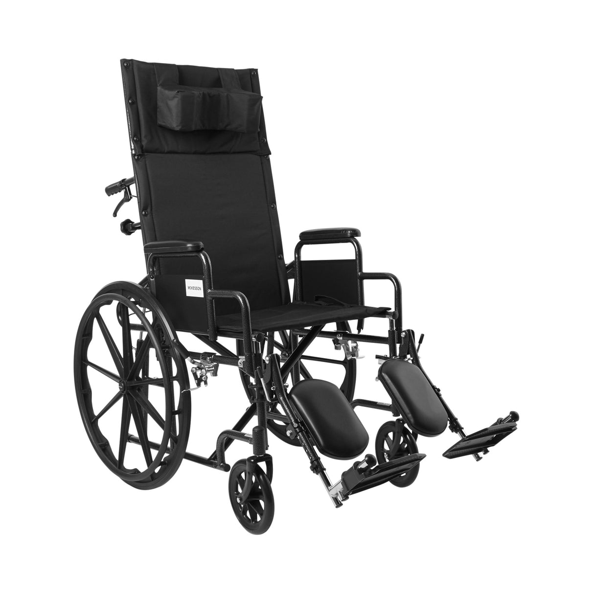 Reclining Wheelchair McKesson Desk Length Arm Swing-Away Elevating Legrest Black Upholstery 20 Inch Seat Width Adult 350 lbs. Weight Capacity - BeHope
