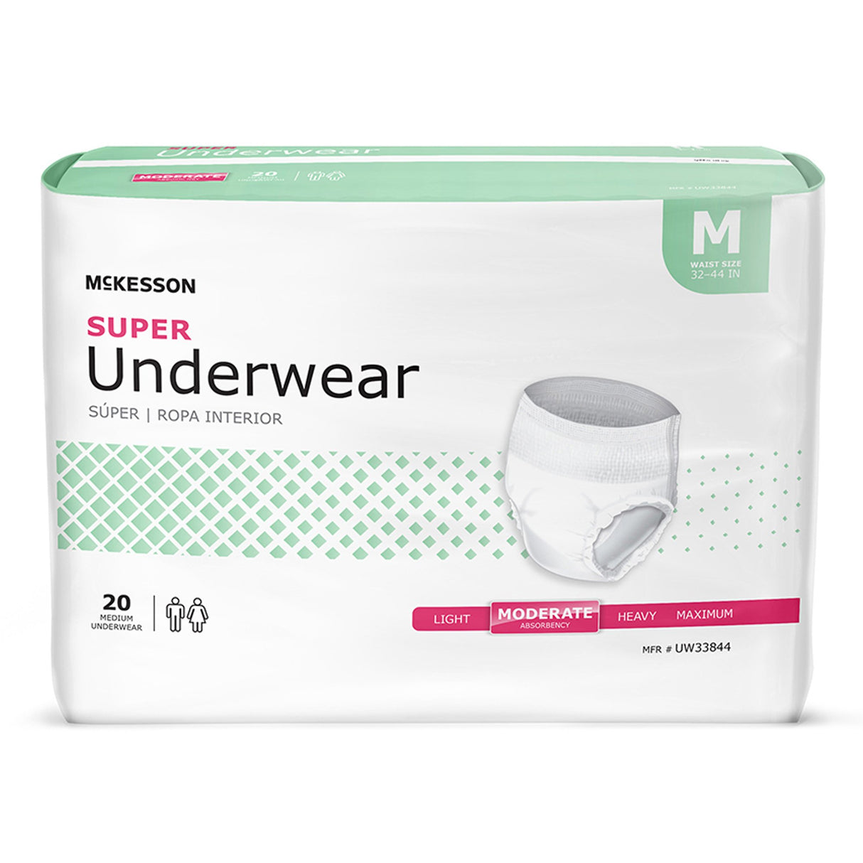 Unisex Adult Absorbent Underwear McKesson Pull On with Tear Away Seams Medium Disposable Moderate Absorbency - BeHope