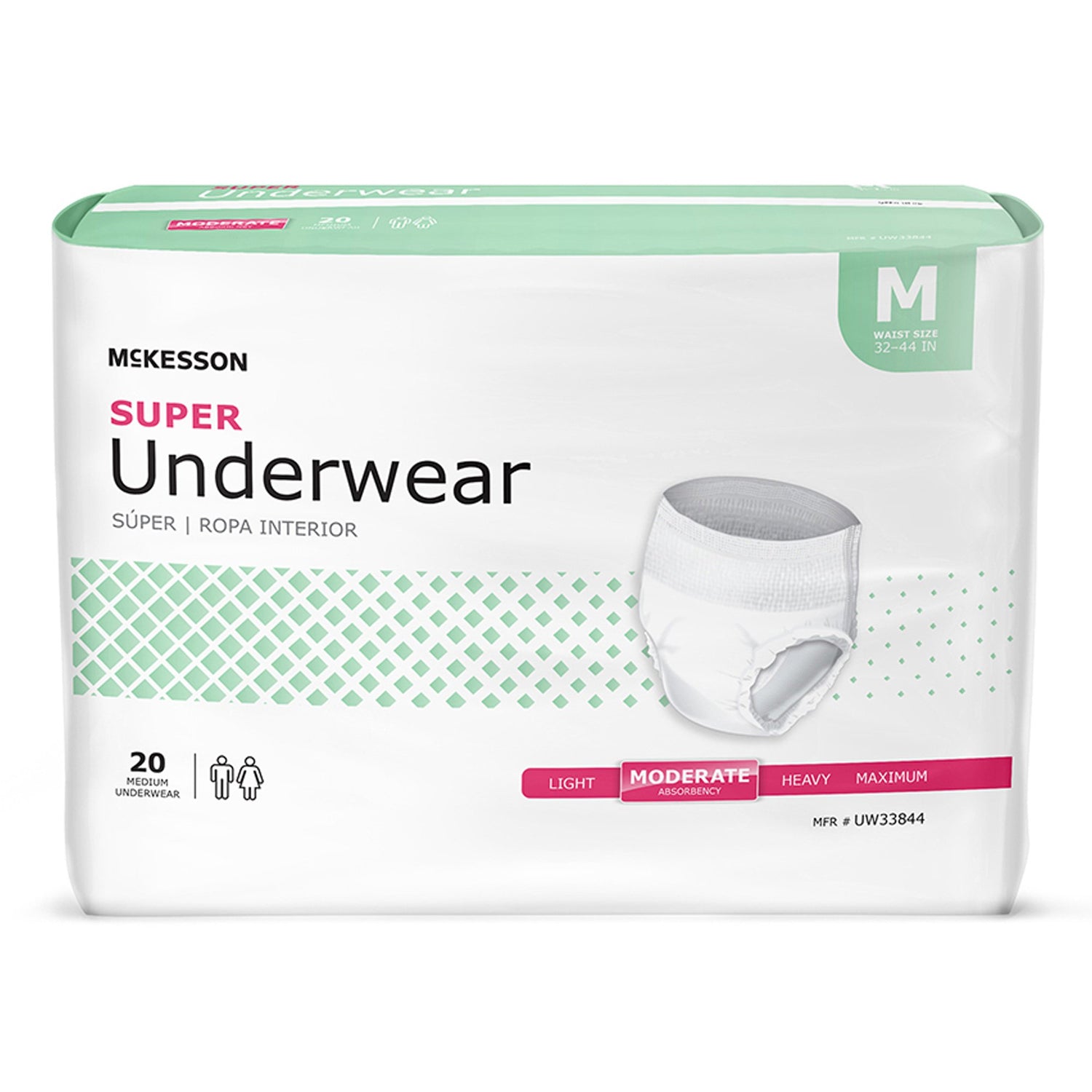 Unisex Adult Absorbent Underwear McKesson Pull On with Tear Away Seams Medium Disposable Moderate Absorbency - BeHope