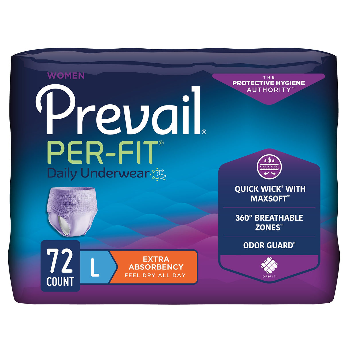 Female Adult Absorbent Underwear Prevail® Per-Fit® Pull On with Tear Away Seams Large Disposable Moderate Absorbency - BeHope