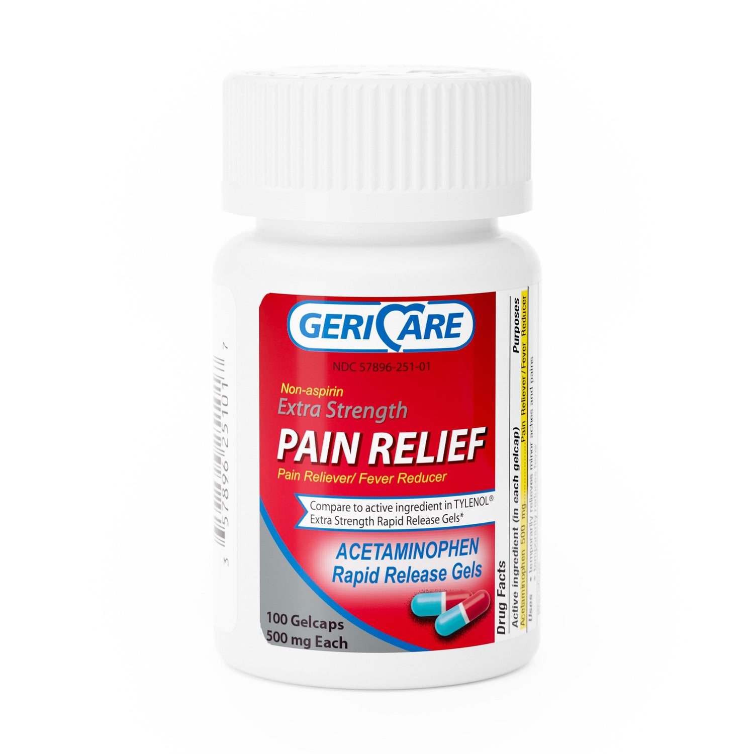 Pain Relief McKesson Brand 500 mg Strength Acetaminophen Gelcap 100 per Bottle - BeHope