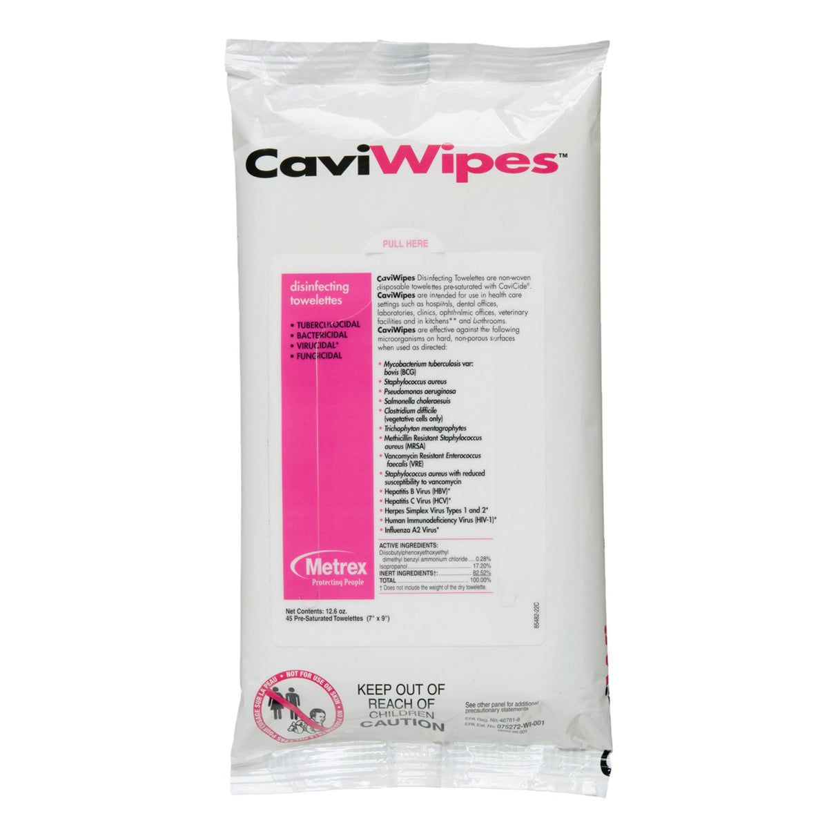Surface Disinfectant CaviWipes™ Premoistened Alcohol Based Manual Pull Wipe 45 Count Soft Pack Alcohol Scent NonSterile - BeHope