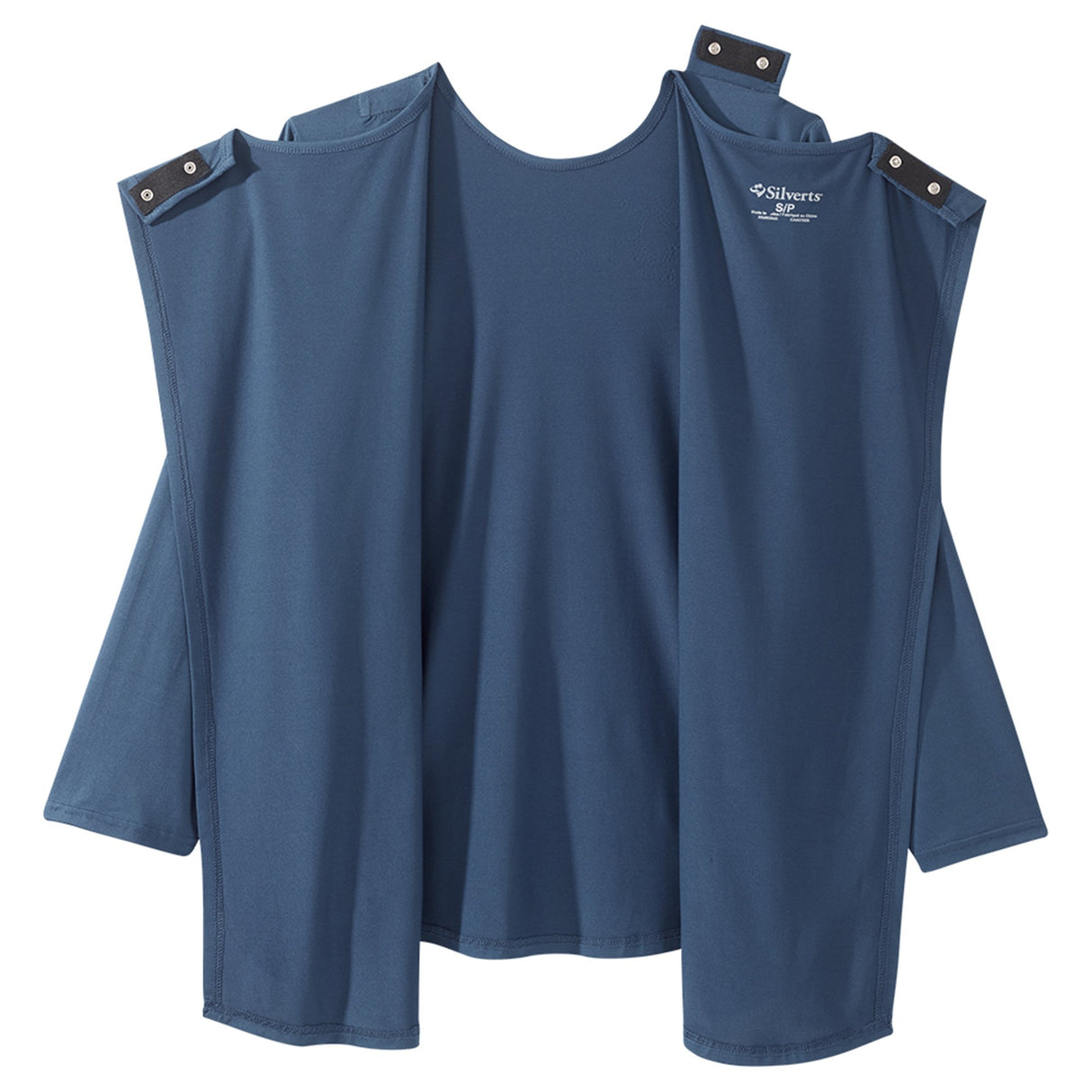 Adaptive Shirt Silverts® Large Navy Blue Without Pockets Long Sleeve Female - BeHope