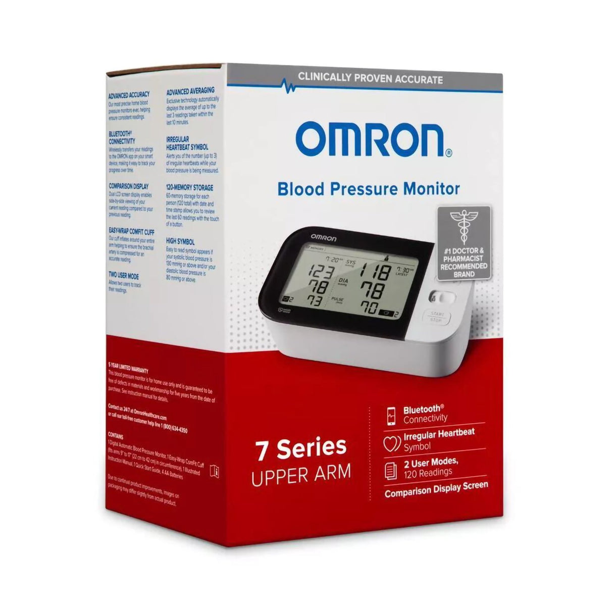 Home Automatic Digital Blood Pressure Monitor Omron®7 Series™ Wide Range Nylon Cuff 23 - 43 cm Desk Model - BeHope