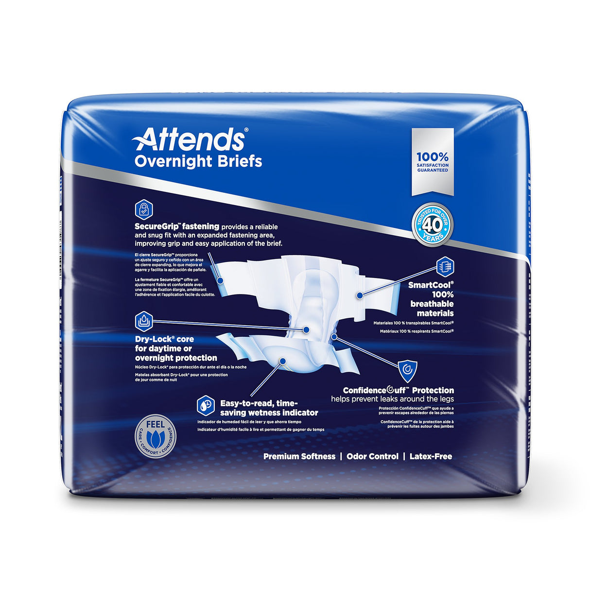 Unisex Adult Incontinence Brief Attends® Overnight X-Large Disposable Heavy Absorbency - BeHope
