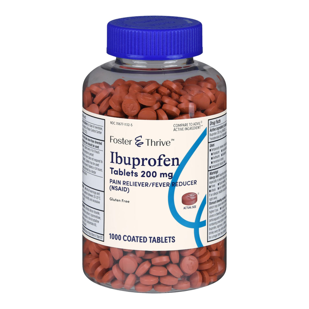 Pain Relief Foster & Thrive™ 200 mg Strength Ibuprofen Tablet 1000 per Bottle - BeHope