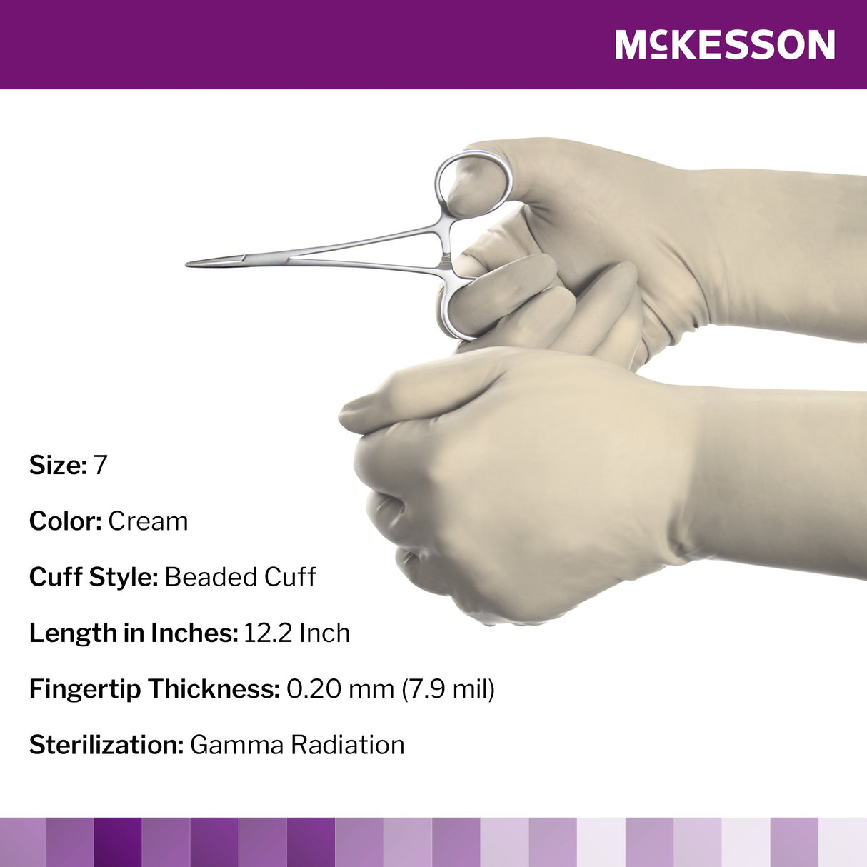 Surgical Glove McKesson Perry® Synthetic Surgical Gloves Size 7 Sterile Polychloroprene Standard Cuff Length Smooth Cream Chemo Tested - BeHope