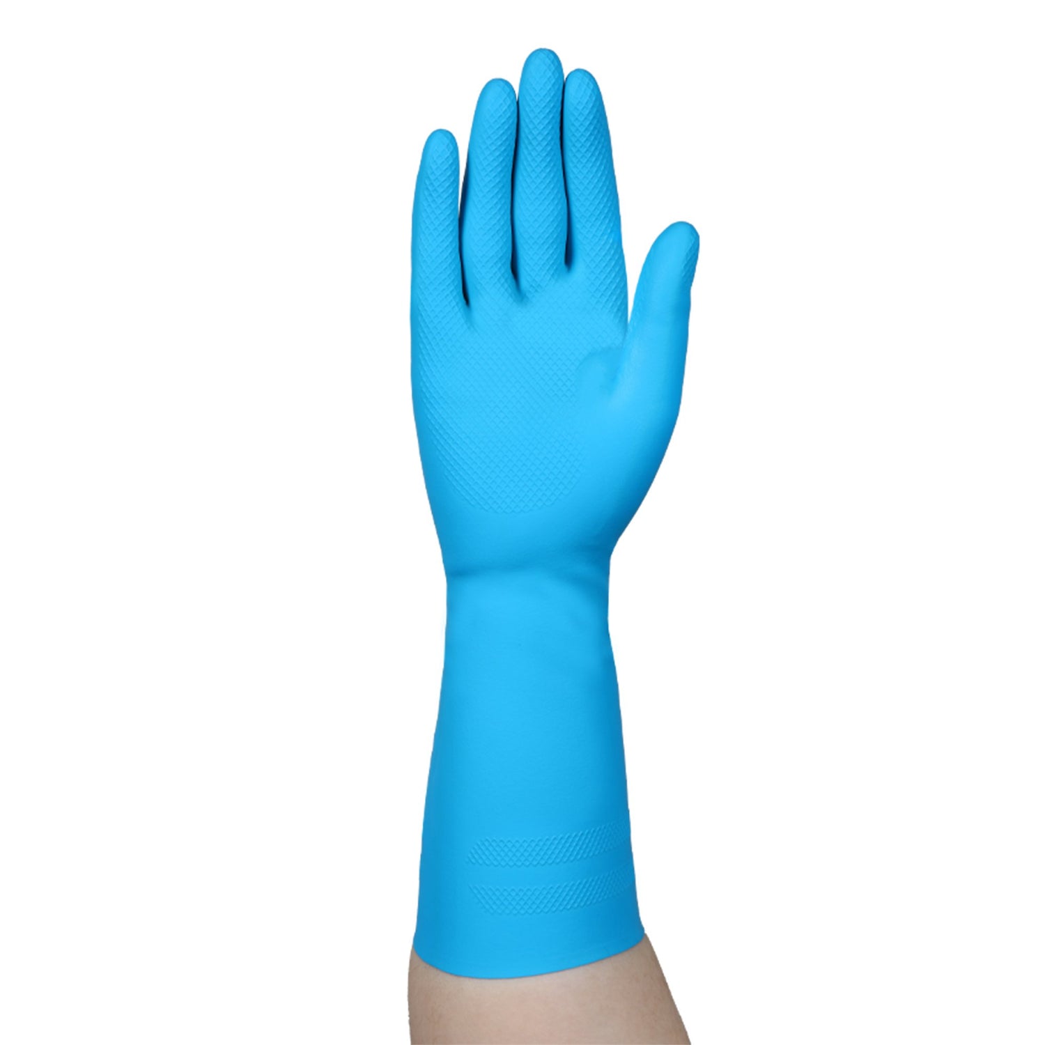 Utility Glove Medium Flock Lined Latex / Nitrile Blue 13 Inch Straight Cuff NonSterile - BeHope