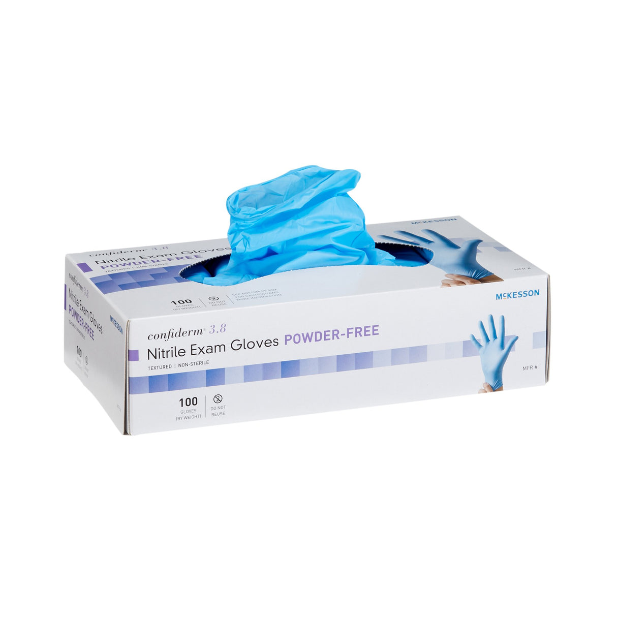 Exam Glove McKesson Confiderm® 3.8 Large NonSterile Nitrile Standard Cuff Length Textured Fingertips Blue Not Rated - BeHope