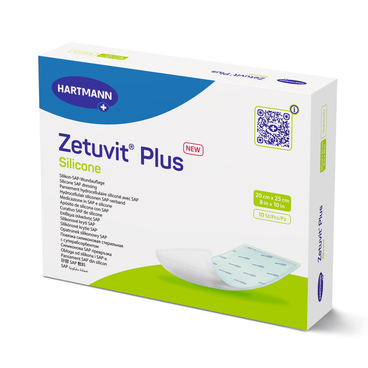 Super Absorbent Dressing Zetuvit® Plus Silicone Silicone Adhesive 8 X 10 Inch Rectangle - BeHope